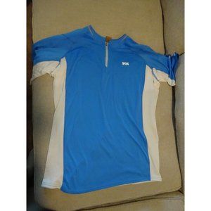 Helly Hansen Polyester 1/4 zip biking shirt Lifa Stay Dry Technology Mens L Blue